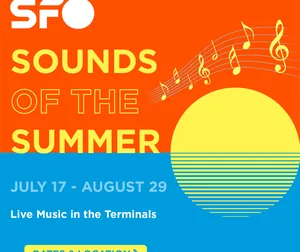 Sounds of Summer graphic with sun and music notes