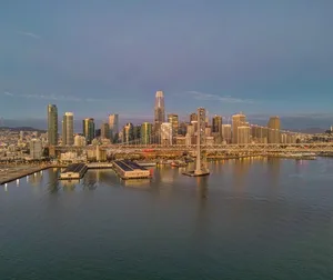 View of the Bay Bridge and San Francisco city skyline